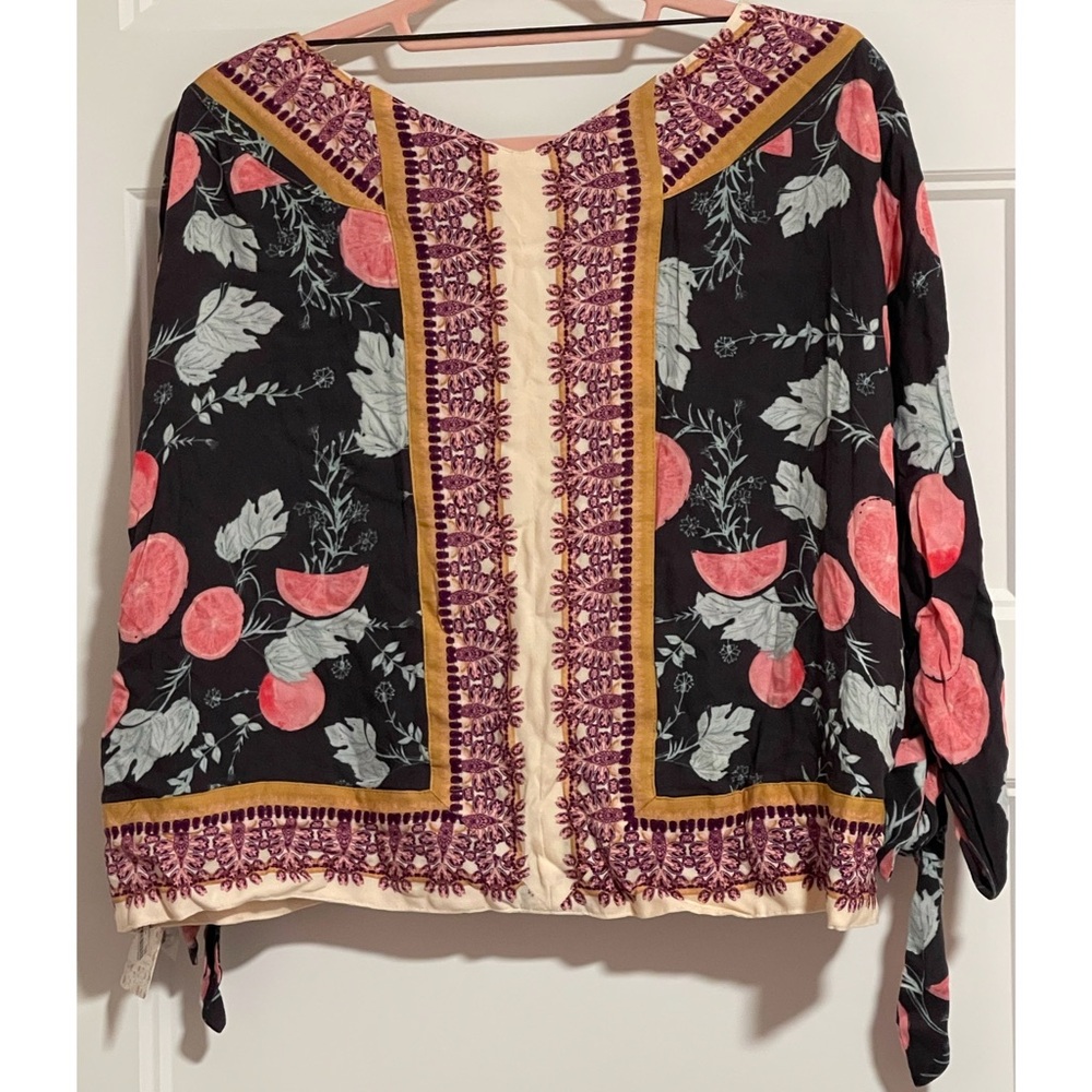 Free People Black and Pink Floral Blouse NWT SZ XS - Picture 3 of 11